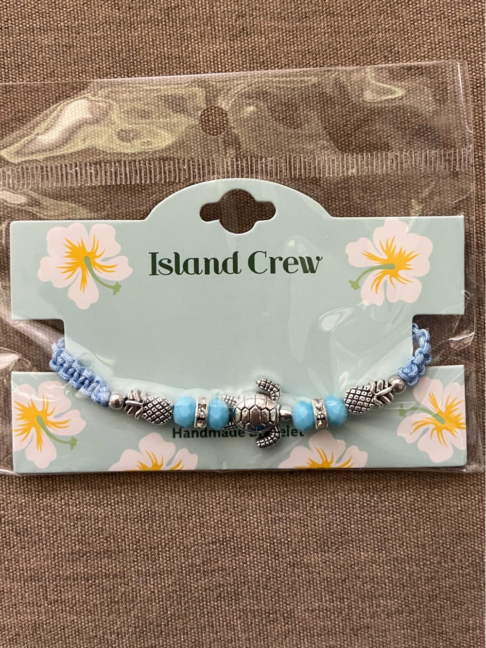 ALOHA Women’s Light Blue Beaded Bracelet with Turtle Charms